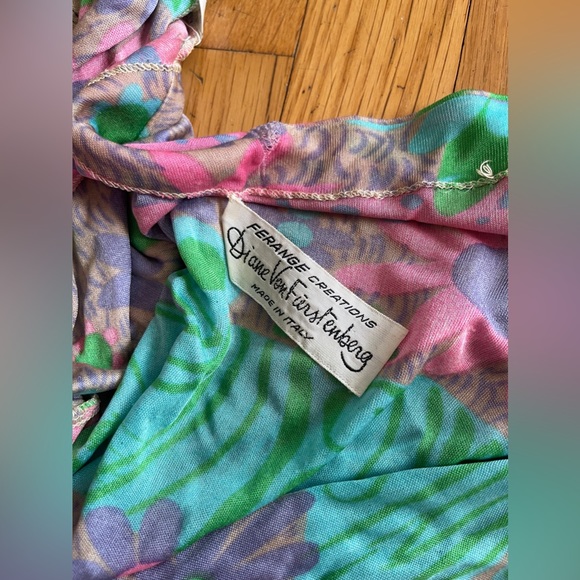 60s Vintage Diane Von Furstenberg Stretch Silk Big Cat Novelty Print Dress - Picture 12 of 15